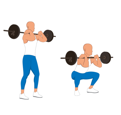 Hombre de gimnasio haciendo ejercicio de levantamiento de pesas  Ilustración