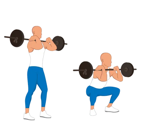 Hombre de gimnasio haciendo ejercicio de levantamiento de pesas  Ilustración