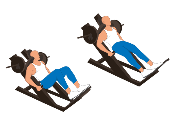 Hombre de gimnasio haciendo ejercicio de piernas  Ilustración