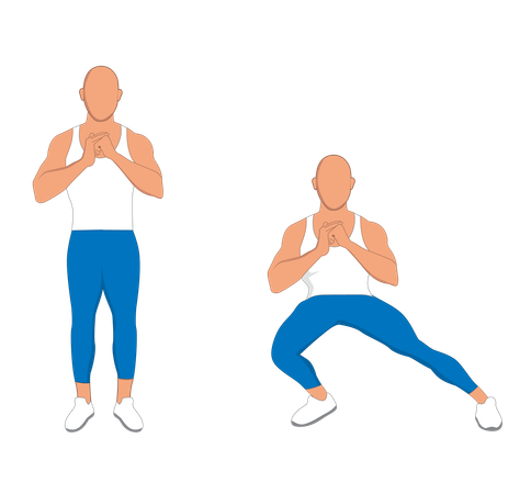 Hombre de gimnasio haciendo ejercicio de pulmones laterales  Ilustración