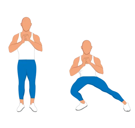 Hombre de gimnasio haciendo ejercicio de pulmones laterales  Ilustración