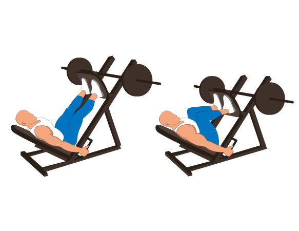 Hombre de gimnasio haciendo ejercicios de piernas  Ilustración