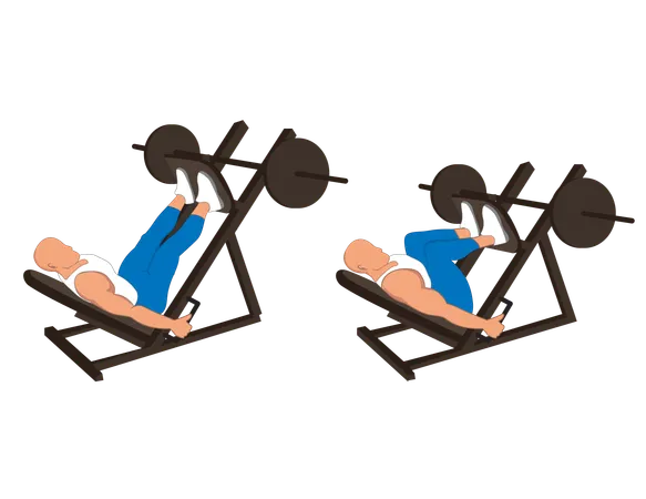 Hombre de gimnasio haciendo ejercicios de piernas  Ilustración