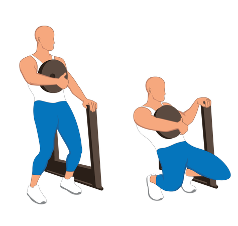 Hombre de gimnasio haciendo levantamiento de pesas  Ilustración