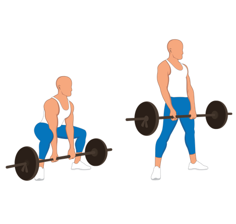 Hombre de gimnasio haciendo levantamiento de pesas  Ilustración