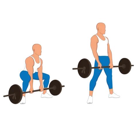 Hombre de gimnasio haciendo levantamiento de pesas  Ilustración