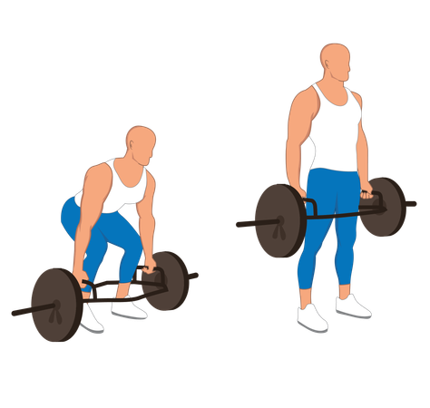 Hombre de gimnasio haciendo levantamiento de pesas  Ilustración