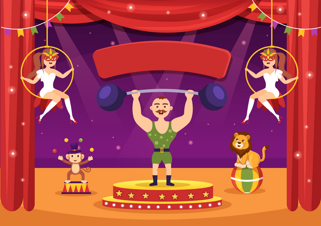 Gimnasta en circo  Ilustración