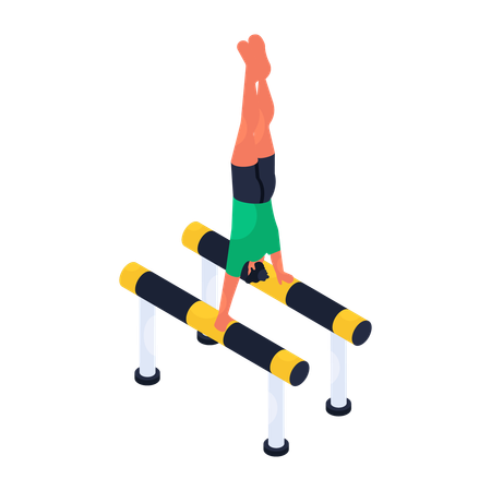 Gimnasta olímpica haciendo gimnasia.  Ilustración