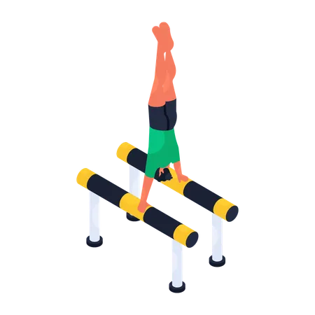 Gimnasta olímpica haciendo gimnasia.  Ilustración