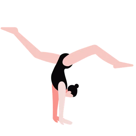 Gimnasta realizando parada de manos  Ilustración