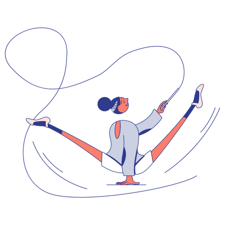 Garota ginasta com uma fita  Ilustração