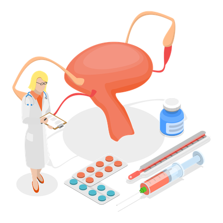 Ginecologista dando medicamentos para doenças  Illustration