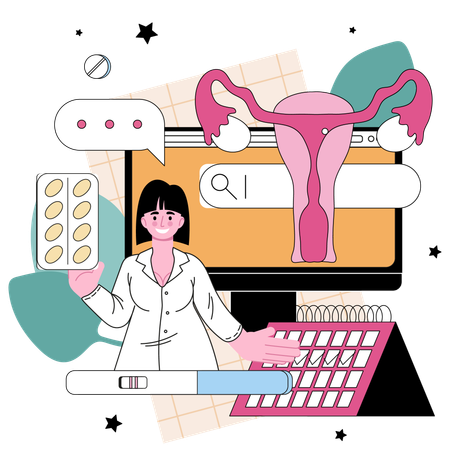 Serviço on-line de ginecologista  Ilustração