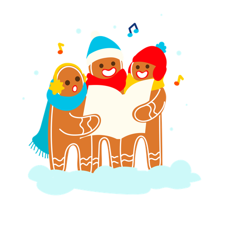 Gingee chantant des chants de Noël  Illustration