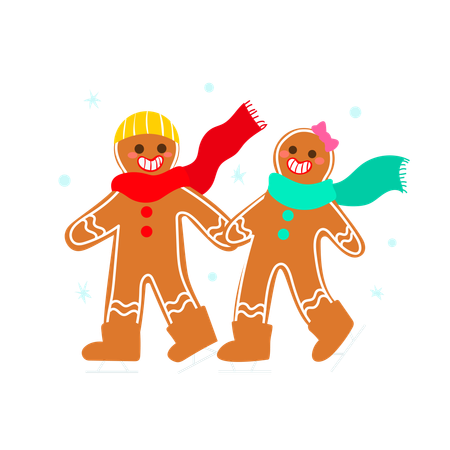 Gingee couple doing ice skating  Illustration