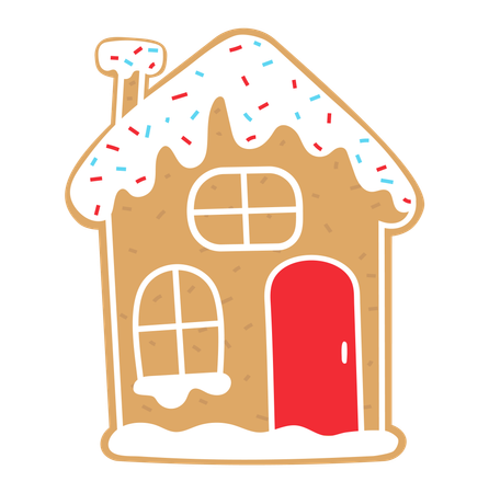 Gingerbread House, Christmas Traditional Dessert  Illustration