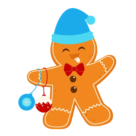 Gingerbread Man Holding Light Bulb  Illustration