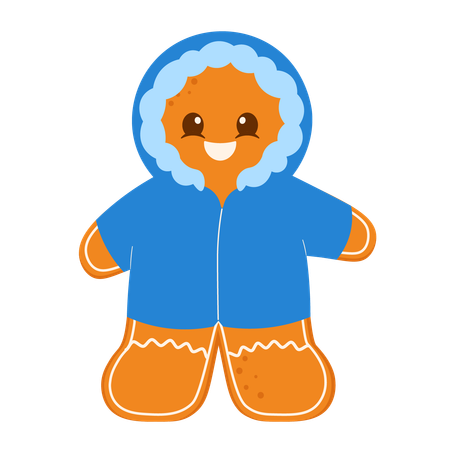 Gingerbread Man In Blue Clothes  Illustration