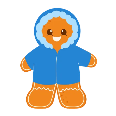 Gingerbread Man In Blue Clothes  Illustration