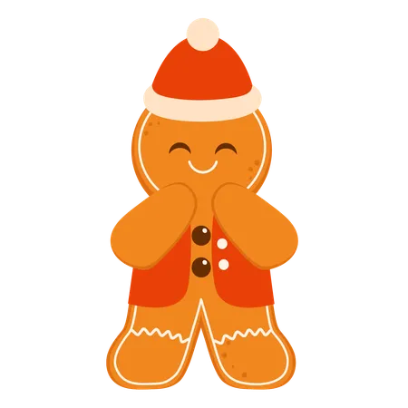 Gingerbread Man In Red Clothes  Illustration