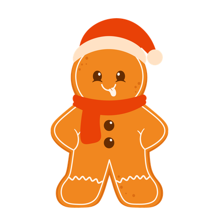 Gingerbread Man With Red Scarf  Illustration