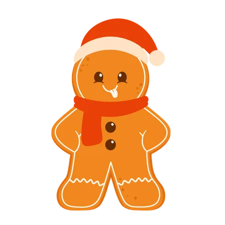 Gingerbread Man With Red Scarf  Illustration