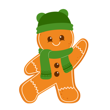 Gingerbread Man With Scarf  Illustration