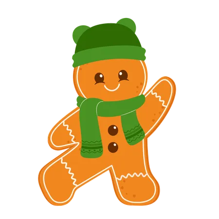 Gingerbread Man With Scarf  Illustration