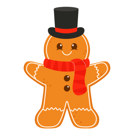 Gingerbread Man With Top Hat  Illustration