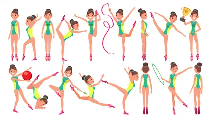 Vettore femminile di ginnastica Illustration Pack