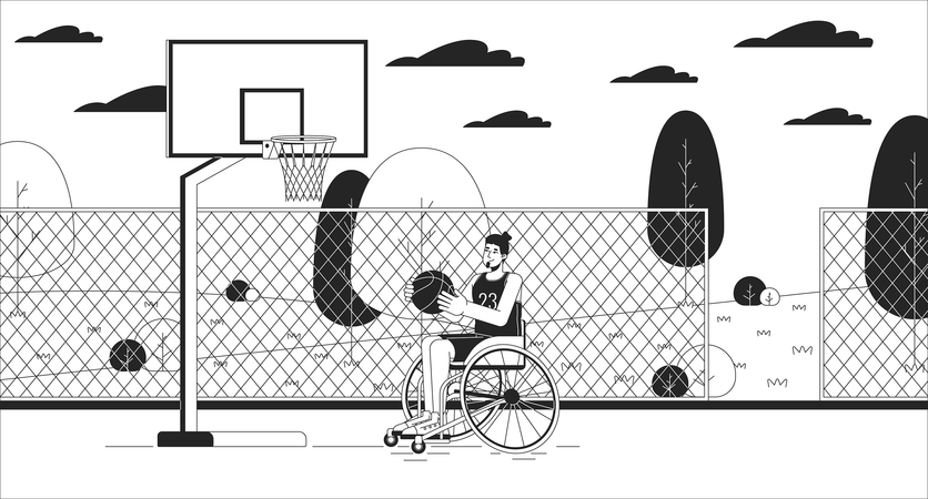 Giocatore di basket disabile  Illustration