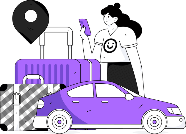 Gir booking taxi cab  Illustration