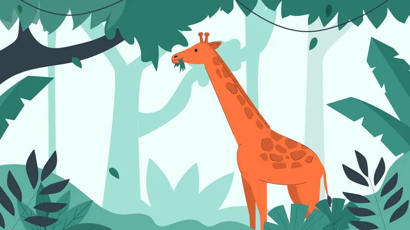 Girafe dans la jungle  Illustration