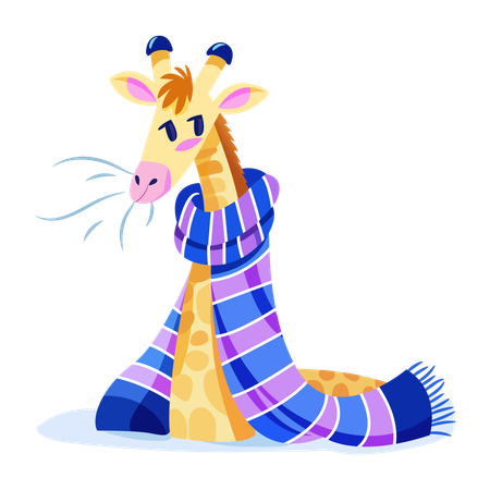 Giraffe wearing a scarf  Illustration