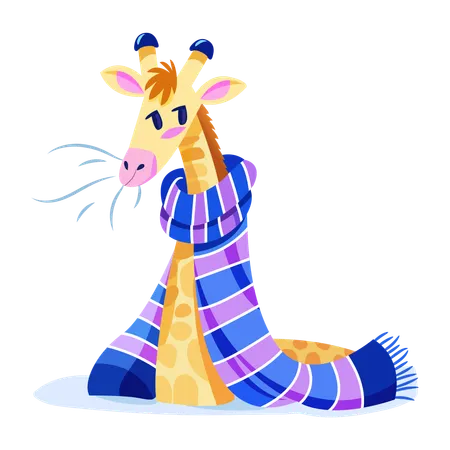 Giraffe wearing a scarf  Illustration