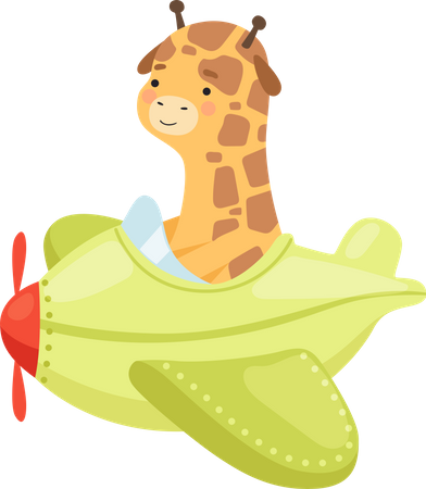 Giraffe fliegendes Flugzeug  Illustration