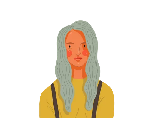 Real People Portrait Hand Drawn Flat Style Vector Design Concept Illustration Of A Young Blond Woman Face And Shoulders Avatar Flat Style Vector Icon イラスト