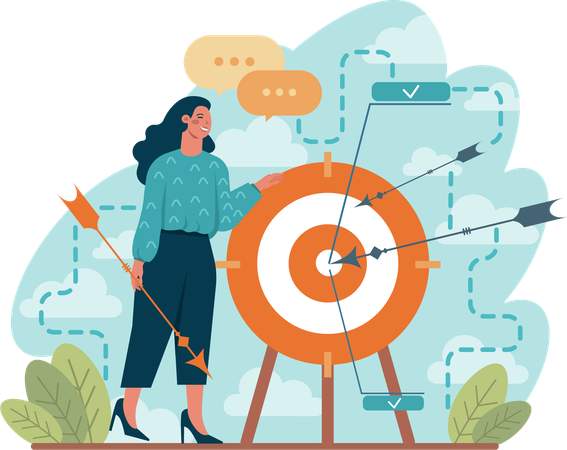 Girl achieving target  Illustration