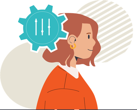 Girl adapting business  イラスト