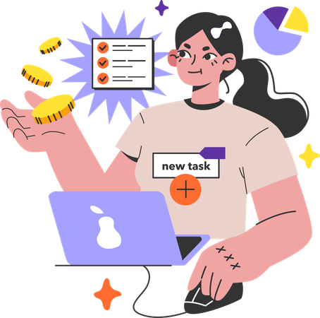 Girl added new task  Illustration