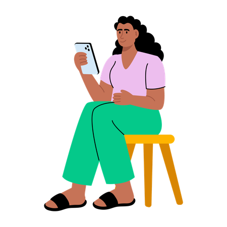Girl addicted to phone  Illustration