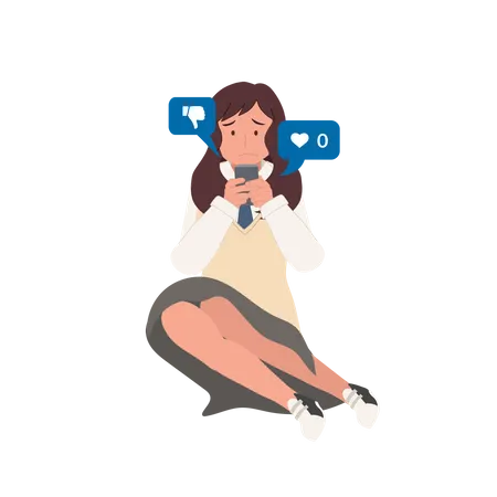 Girl addicted to social media  Illustration