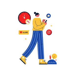 Girl addicted to social media using it all day