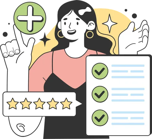 Girl adding rating stars  Illustration