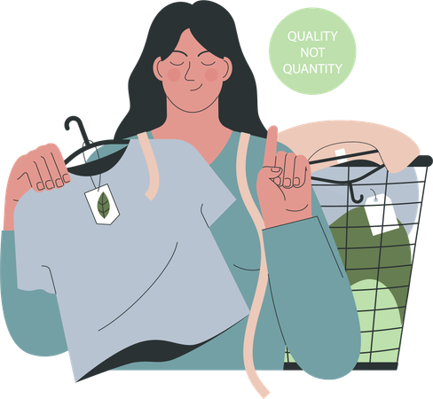 Girl advices to use biodegradable clothes  Illustration