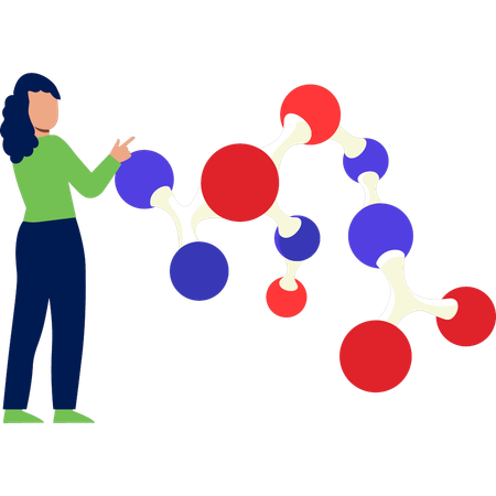 女の子の分析分子  イラスト