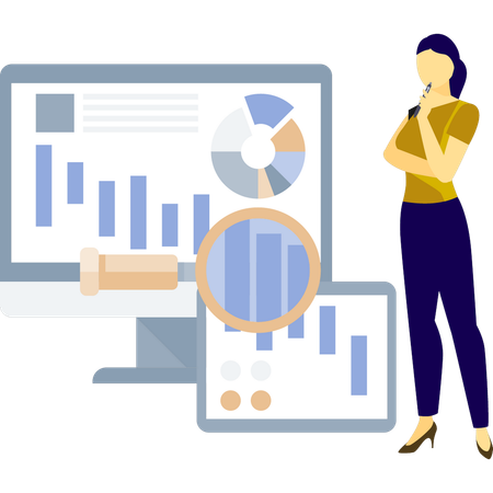 Girl analyze business growth  Illustration