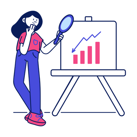 Girl Analyzing business data  Illustration