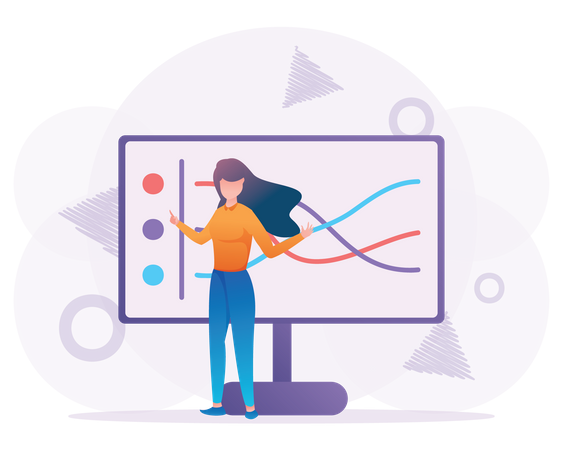 Girl analyzing business data  Illustration